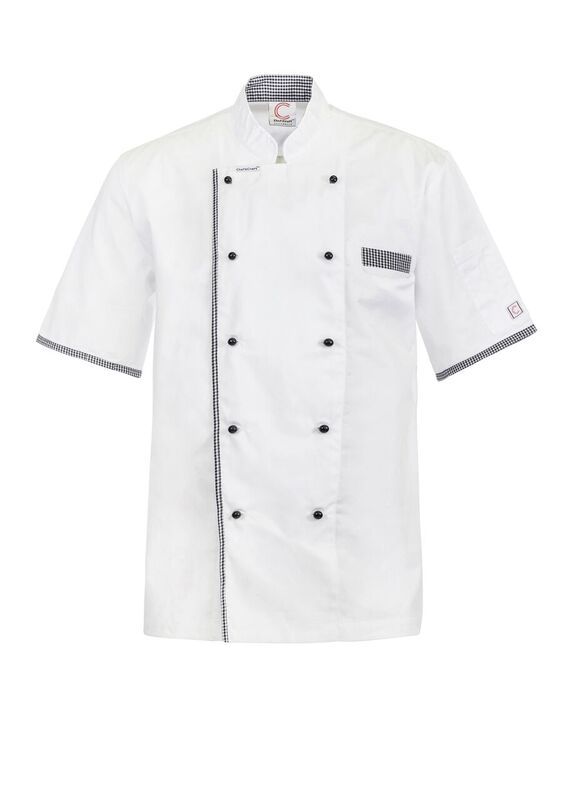 EXECUTIVE CHEFS LIGHTWEIGHT VENTED JACKET WITH CHECKED DETAIL - SHORT SLEEVE