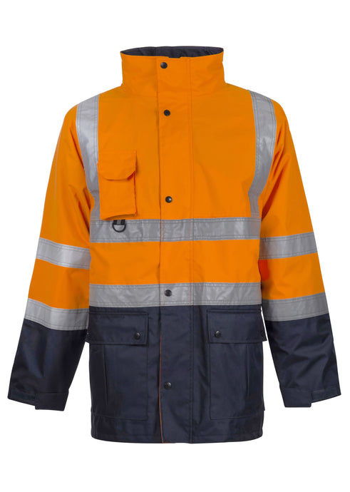 HI VIS TWO TONE “5 IN 1” WATERPROOF JACKET WITH H PATTERN CSR REFLECTIVE TAPE