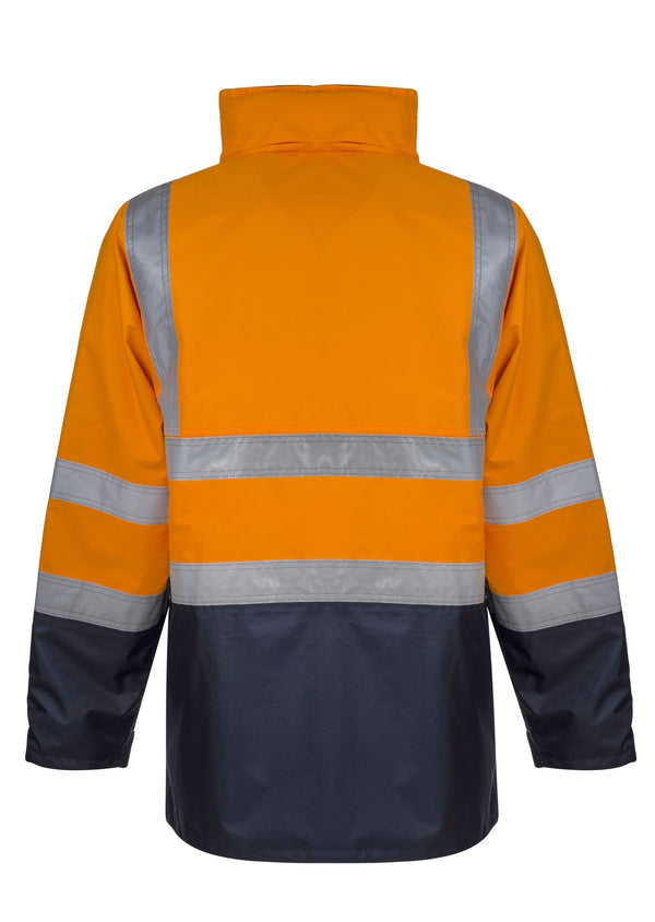 HI VIS TWO TONE “5 IN 1” WATERPROOF JACKET WITH H PATTERN CSR REFLECTIVE TAPE