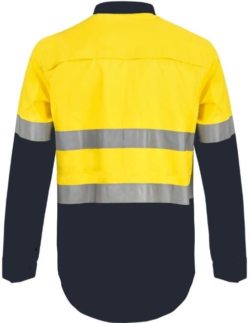 LIGHTWEIGHT HI VIS TWO TONE HALF PLACKET VENTED COTTON DRILL SHIRT WITH SEMI GUSSET SLEEVES AND CSR REFLECTIVE TAPE