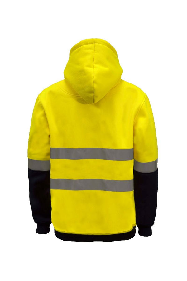 HI VIS TWO TONE HOODIE WITH CSR REFLECTIVE TAPE-BRUSHED BACK FLEECE